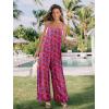 image:imageJumpsuits for Women 2026 Summer Rompers Boho Floral Overalls Casual Wide Leg Long Pant One Piece Vacation OutfitsRed Flower
