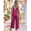 image:imageJumpsuits for Women 2026 Summer Rompers Boho Floral Overalls Casual Wide Leg Long Pant One Piece Vacation OutfitsRed Flower