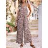 image:imageJumpsuits for Women 2026 Summer Rompers Boho Floral Overalls Casual Wide Leg Long Pant One Piece Vacation OutfitsRed Flower1