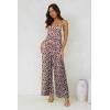 image:imageJumpsuits for Women 2026 Summer Rompers Boho Floral Overalls Casual Wide Leg Long Pant One Piece Vacation OutfitsRed Flower1
