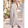 image:imageJumpsuits for Women 2026 Summer Rompers Boho Floral Overalls Casual Wide Leg Long Pant One Piece Vacation OutfitsWhite 1