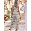 image:imageJumpsuits for Women 2026 Summer Rompers Boho Floral Overalls Casual Wide Leg Long Pant One Piece Vacation OutfitsWhite 2