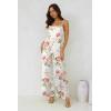 image:imageJumpsuits for Women 2026 Summer Rompers Boho Floral Overalls Casual Wide Leg Long Pant One Piece Vacation OutfitsWhite