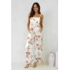 image:imageJumpsuits for Women 2026 Summer Rompers Boho Floral Overalls Casual Wide Leg Long Pant One Piece Vacation OutfitsWhite