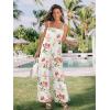 image:imageJumpsuits for Women 2026 Summer Rompers Boho Floral Overalls Casual Wide Leg Long Pant One Piece Vacation OutfitsWhite