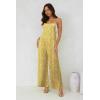 image:imageJumpsuits for Women 2026 Summer Rompers Boho Floral Overalls Casual Wide Leg Long Pant One Piece Vacation OutfitsYellow1
