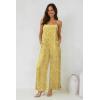 image:imageJumpsuits for Women 2026 Summer Rompers Boho Floral Overalls Casual Wide Leg Long Pant One Piece Vacation OutfitsYellow1