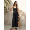 image:imageJumpsuits for Women 2026 Summer Sleeveless Casual Loose Wide Leg Long Pant Rompers One Piece Beach Vacation OutfitsBlack