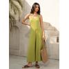 image:imageJumpsuits for Women 2026 Summer Sleeveless Casual Loose Wide Leg Long Pant Rompers One Piece Beach Vacation OutfitsGreen