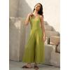 image:imageJumpsuits for Women 2026 Summer Sleeveless Casual Loose Wide Leg Long Pant Rompers One Piece Beach Vacation OutfitsGreen