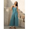 image:imageJumpsuits for Women 2026 Summer Sleeveless Casual Loose Wide Leg Long Pant Rompers One Piece Beach Vacation OutfitsGrey Blue