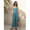 image:imageJumpsuits for Women 2026 Summer Sleeveless Casual Loose Wide Leg Long Pant Rompers One Piece Beach Vacation OutfitsGrey Blue