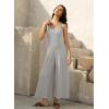 image:imageJumpsuits for Women 2026 Summer Sleeveless Casual Loose Wide Leg Long Pant Rompers One Piece Beach Vacation OutfitsLight Grey