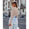 image:imageLong Sleeve Shirts for Women Lace V Neck Ribbed Fitted TShirt Dressy Business Casual Blouses 2026 Trendy Fall TopsBeige