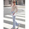 image:imageLong Sleeve Shirts for Women Lace V Neck Ribbed Fitted TShirt Dressy Business Casual Blouses 2026 Trendy Fall TopsBeige