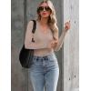image:imageLong Sleeve Shirts for Women Lace V Neck Ribbed Fitted TShirt Dressy Business Casual Blouses 2026 Trendy Fall TopsBeige
