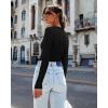 image:imageLong Sleeve Shirts for Women Lace V Neck Ribbed Fitted TShirt Dressy Business Casual Blouses 2026 Trendy Fall TopsBlack