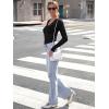 image:imageLong Sleeve Shirts for Women Lace V Neck Ribbed Fitted TShirt Dressy Business Casual Blouses 2026 Trendy Fall TopsBlack