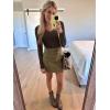 image:imageLong Sleeve Shirts for Women Lace V Neck Ribbed Fitted TShirt Dressy Business Casual Blouses 2026 Trendy Fall TopsCoffee