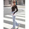 image:imageLong Sleeve Shirts for Women Lace V Neck Ribbed Fitted TShirt Dressy Business Casual Blouses 2026 Trendy Fall TopsCoffee
