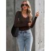image:imageLong Sleeve Shirts for Women Lace V Neck Ribbed Fitted TShirt Dressy Business Casual Blouses 2026 Trendy Fall TopsCoffee