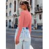 image:imageLong Sleeve Shirts for Women Lace V Neck Ribbed Fitted TShirt Dressy Business Casual Blouses 2026 Trendy Fall TopsCoral Pink