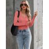 image:imageLong Sleeve Shirts for Women Lace V Neck Ribbed Fitted TShirt Dressy Business Casual Blouses 2026 Trendy Fall TopsCoral Pink