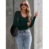 image:imageLong Sleeve Shirts for Women Lace V Neck Ribbed Fitted TShirt Dressy Business Casual Blouses 2026 Trendy Fall TopsDark Green