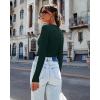 image:imageLong Sleeve Shirts for Women Lace V Neck Ribbed Fitted TShirt Dressy Business Casual Blouses 2026 Trendy Fall TopsDark Green