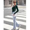 image:imageLong Sleeve Shirts for Women Lace V Neck Ribbed Fitted TShirt Dressy Business Casual Blouses 2026 Trendy Fall TopsDark Green