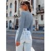 image:imageLong Sleeve Shirts for Women Lace V Neck Ribbed Fitted TShirt Dressy Business Casual Blouses 2026 Trendy Fall TopsGrayblue