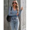 image:imageLong Sleeve Shirts for Women Lace V Neck Ribbed Fitted TShirt Dressy Business Casual Blouses 2026 Trendy Fall TopsGrayblue