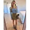 image:imageLong Sleeve Shirts for Women Lace V Neck Ribbed Fitted TShirt Dressy Business Casual Blouses 2026 Trendy Fall TopsGrayblue