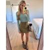 image:imageLong Sleeve Shirts for Women Lace V Neck Ribbed Fitted TShirt Dressy Business Casual Blouses 2026 Trendy Fall TopsGrayish Green