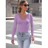 image:imageLong Sleeve Shirts for Women Lace V Neck Ribbed Fitted TShirt Dressy Business Casual Blouses 2026 Trendy Fall TopsLavender