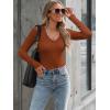 image:imageLong Sleeve Shirts for Women Lace V Neck Ribbed Fitted TShirt Dressy Business Casual Blouses 2026 Trendy Fall TopsOrange