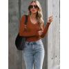 image:imageLong Sleeve Shirts for Women Lace V Neck Ribbed Fitted TShirt Dressy Business Casual Blouses 2026 Trendy Fall TopsOrange