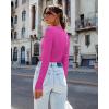 image:imageLong Sleeve Shirts for Women Lace V Neck Ribbed Fitted TShirt Dressy Business Casual Blouses 2026 Trendy Fall TopsRose Pink