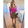 image:imageLong Sleeve Shirts for Women Lace V Neck Ribbed Fitted TShirt Dressy Business Casual Blouses 2026 Trendy Fall TopsRose Pink