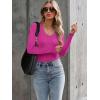 image:imageLong Sleeve Shirts for Women Lace V Neck Ribbed Fitted TShirt Dressy Business Casual Blouses 2026 Trendy Fall TopsRose Pink