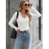 image:imageLong Sleeve Shirts for Women Lace V Neck Ribbed Fitted TShirt Dressy Business Casual Blouses 2026 Trendy Fall TopsWhite