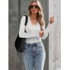 image:imageLong Sleeve Shirts for Women Lace V Neck Ribbed Fitted TShirt Dressy Business Casual Blouses 2026 Trendy Fall TopsWhite