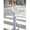 image:imageLong Sleeve Shirts for Women Lace V Neck Ribbed Fitted TShirt Dressy Business Casual Blouses 2026 Trendy Fall TopsWhite