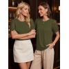 image:imageWomens Dressy Casual Blouses Puff Short Sleeve Lace Pleated Tops Business Work Shirts 2026 Trendy Summer T ShirtArmy Green