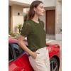 image:imageWomens Dressy Casual Blouses Puff Short Sleeve Lace Pleated Tops Business Work Shirts 2026 Trendy Summer T ShirtArmy Green
