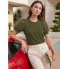 image:imageWomens Dressy Casual Blouses Puff Short Sleeve Lace Pleated Tops Business Work Shirts 2026 Trendy Summer T ShirtArmy Green