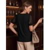 image:imageWomens Dressy Casual Blouses Puff Short Sleeve Lace Pleated Tops Business Work Shirts 2026 Trendy Summer T ShirtBlack