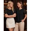 image:imageWomens Dressy Casual Blouses Puff Short Sleeve Lace Pleated Tops Business Work Shirts 2026 Trendy Summer T ShirtBlack
