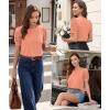 image:imageWomens Dressy Casual Blouses Puff Short Sleeve Lace Pleated Tops Business Work Shirts 2026 Trendy Summer T ShirtCoral
