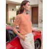 image:imageWomens Dressy Casual Blouses Puff Short Sleeve Lace Pleated Tops Business Work Shirts 2026 Trendy Summer T ShirtCoral
